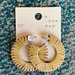 Boho Chic Silver Straw Woven Hoop Earrings